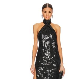 Sidrit Black Slit Gown